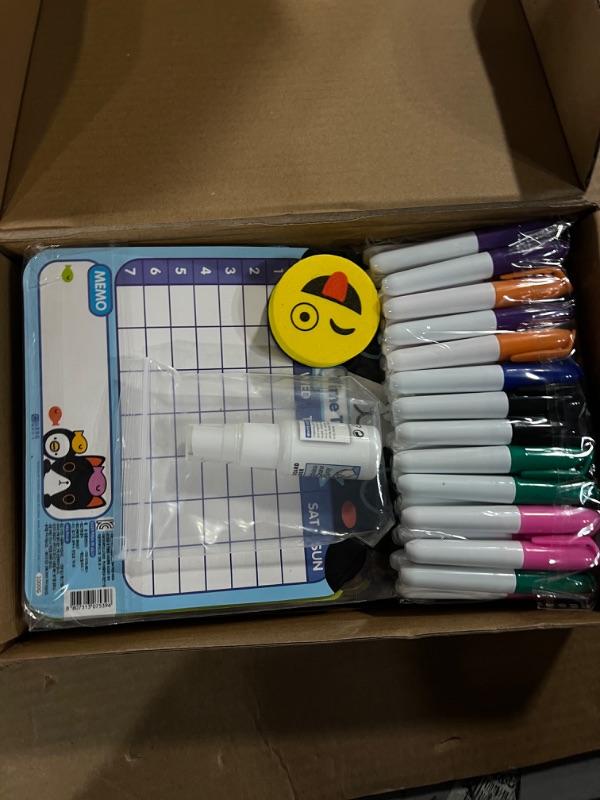 Photo 2 of SKKSTATIONERY Cartoon Dry Erase Board Set, 4 Pack Dry Erase Lap Boards, 36 Pcs Mini Dry Erase Markers, Eraser