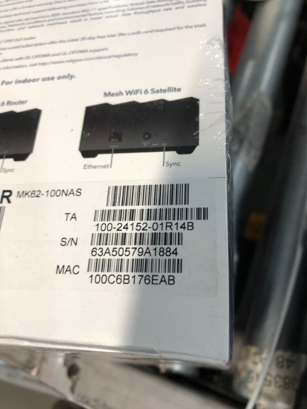 Photo 2 of NETGEAR Nighthawk Whole Home Mesh WiFi 6 System (MK62) - AX1800 router with 1 satellite extender, coverage up to 3,000 sq. ft. and 25+ devices Mesh WiFi 6 (2 Pack)