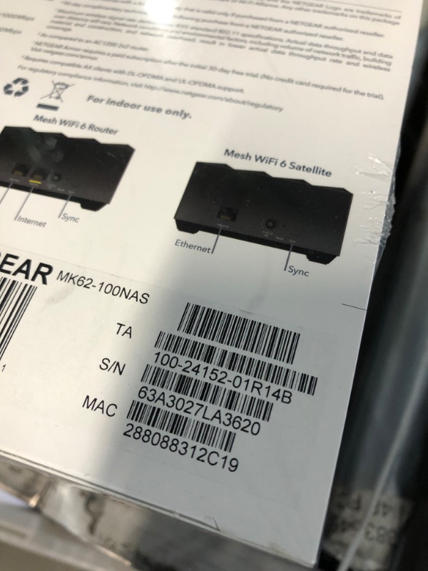 Photo 3 of NETGEAR Nighthawk Whole Home Mesh WiFi 6 System (MK62) - AX1800 router with 1 satellite extender, coverage up to 3,000 sq. ft. and 25+ devices Mesh WiFi 6 (2 Pack)