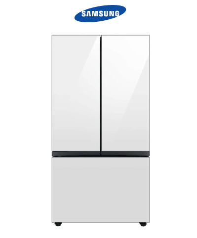 Photo 1 of **STOCK IMAGE IS A REFERENCE ONLY- SEE NOTES**  Samsung Bespoke 30 Cu. Ft. White Glass 3-Door French Door Refrigerator with Beverage Center™