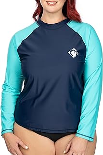 Photo 1 of Halcurt Women's Plus Size Swim Shirt Long Sleeve UPF 50+ Rash Guard Sunscreen Shirts Top
