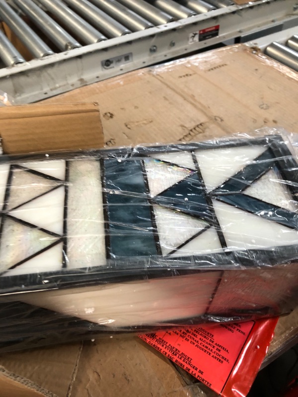 Photo 1 of RIVER OF GOODS Art Deco Stained Glass Outdoor Light Fixture - 16.25" H - Decorative Porch Light - Slate