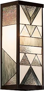 Photo 1 of RIVER OF GOODS Art Deco Stained Glass Outdoor Light Fixture - 16.25" H - Decorative Porch Light - Slate