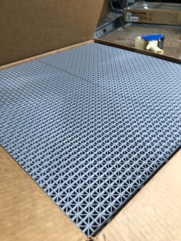 Photo 2 of  DuraGrid Outdoor Modular Interlocking Multi-Use Plastic Deck Tile, 40 Pack, Gray 40 Pack Gray