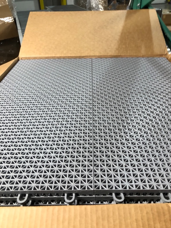 Photo 4 of  DuraGrid Outdoor Modular Interlocking Multi-Use Plastic Deck Tile, 40 Pack, Gray 40 Pack Gray