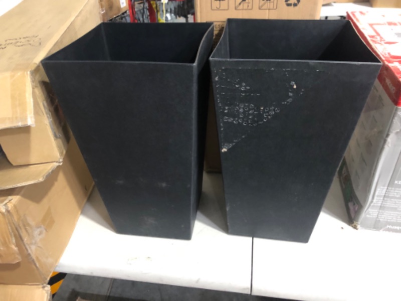 Photo 2 of **DAMAGE** Worth Garden 2-Pack Black Tall Planter - Plastic Square Tapered Plant Pots