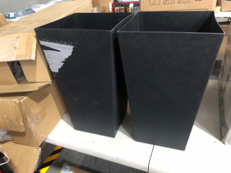 Photo 3 of **DAMAGE** Worth Garden 2-Pack Black Tall Planter - Plastic Square Tapered Plant Pots