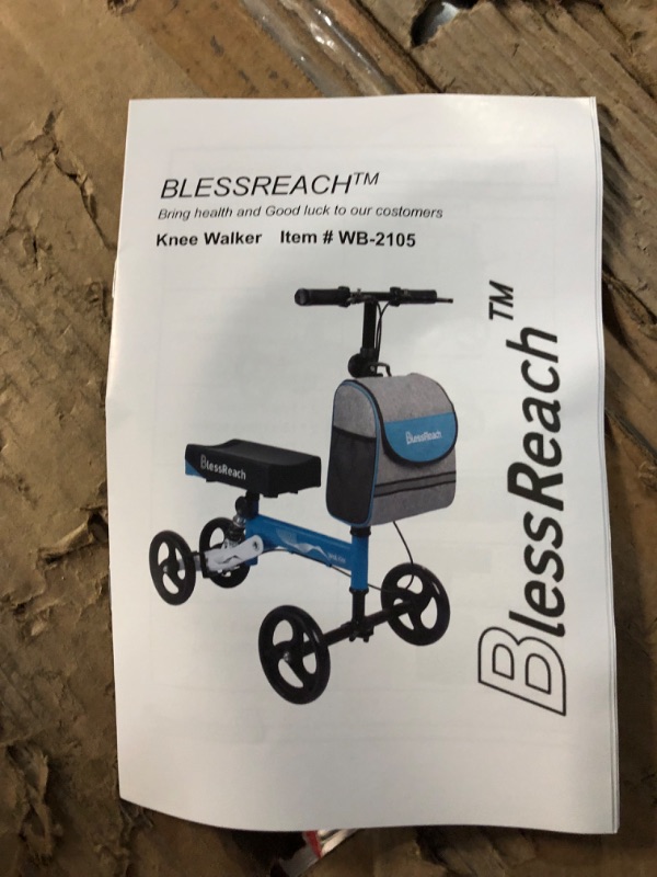 Photo 2 of BlessReach Steerable Knee Walker Deluxe Medical Scooter for Foot Injuries Adult Compact Crutches (WB-2105 Black)