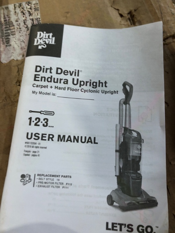 Photo 4 of Dirt Devil Endura Express Bagless Compact Upright Vacuum Cleaner - UD70171