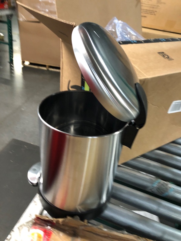 Photo 2 of ***DENTED - SEE PICTURES***
Glad Small Trash Can, 1.2 Gallon | Round Stainless Steel Garbage Bin with Soft Close Lid 