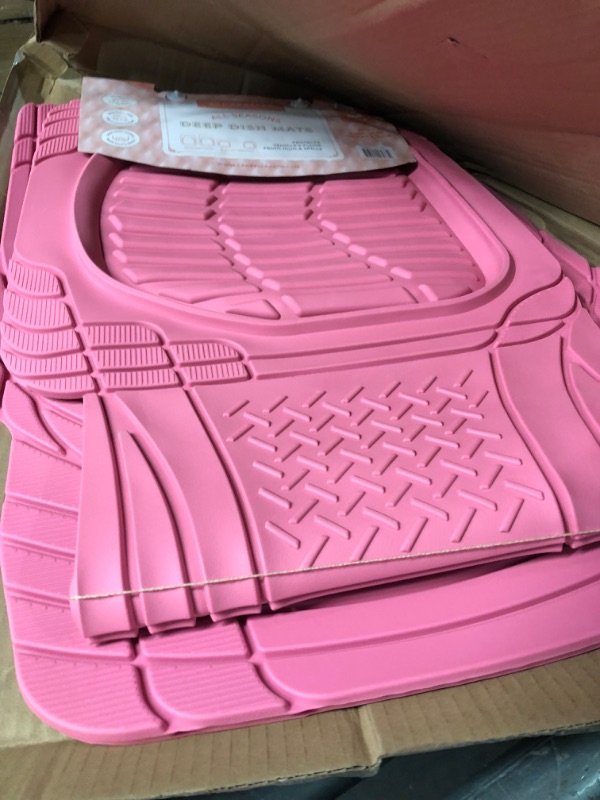 Photo 3 of Carbella Pink Car Mats, 3 Piece Full Set – Waterproof Trim-to-Fit Pink Floor Mats