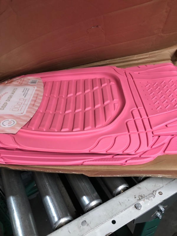 Photo 2 of Carbella Pink Car Mats, 3 Piece Full Set – Waterproof Trim-to-Fit Pink Floor Mats