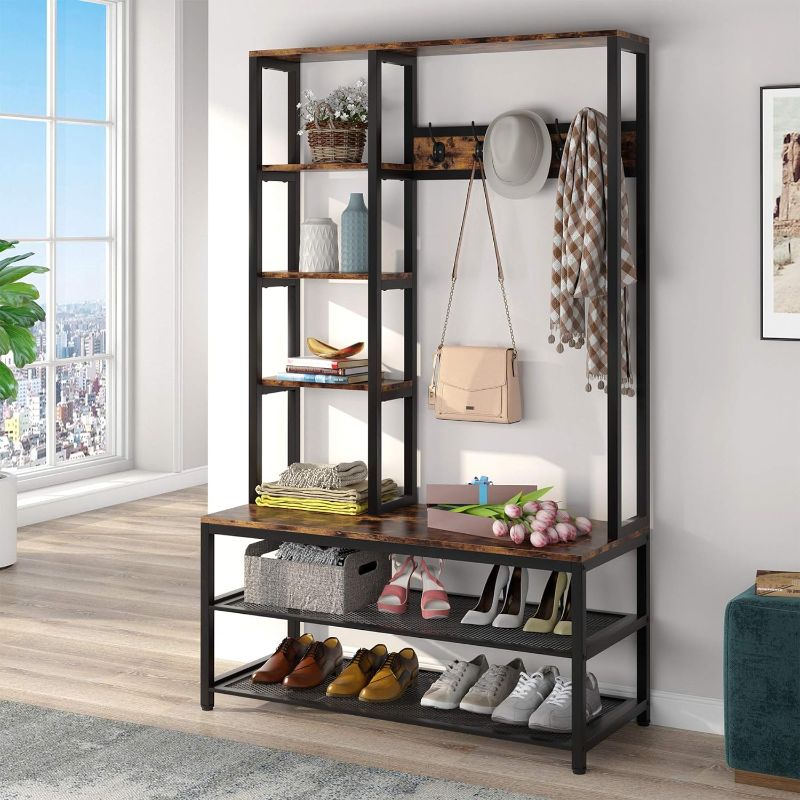 Photo 1 of **STOCK PHOTO FOR REFERENCE**
TIYASE Steel and Wood Display Stand, 50CM Width Floor-Standing Storage Rack, White
