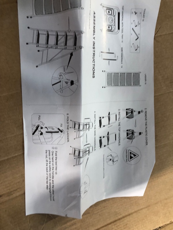 Photo 1 of HBTower 5 Step Ladder with Handrails, Folding Step Stool with Tool Platform, 330 LBS Portable Steel Ladder for Adults for Home Kitchen Library Office, Black 5-Step with Tool Platform Black