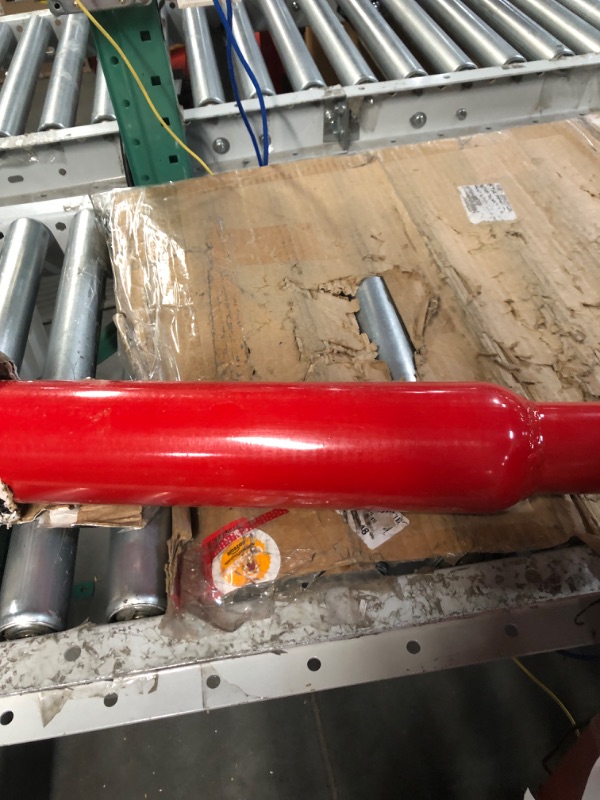 Photo 3 of JEGS Glasspack Muffler | 2.5” ID Inlet/Outlet | 3.5” Body Diameter | 18” Overall Length | High Temperature Red Finish