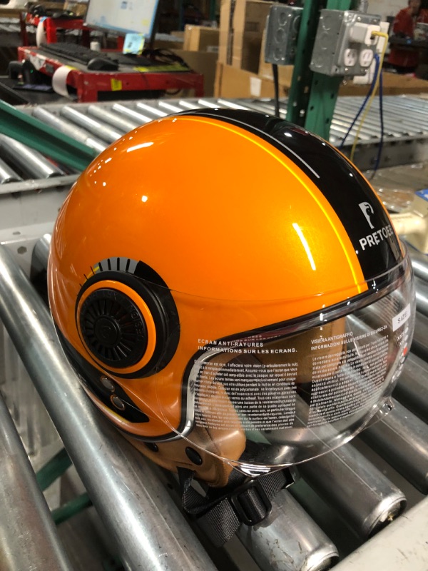 Photo 2 of Vespa Helmet DOT Approved, Open Face Motorcycle Helmet with Visor, Orange 