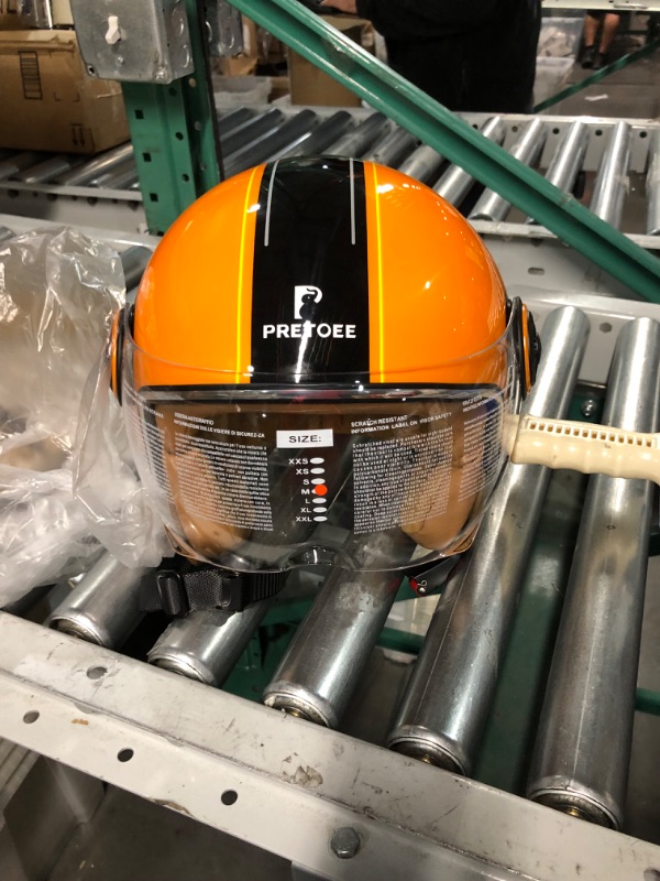 Photo 4 of Vespa Helmet DOT Approved, Open Face Motorcycle Helmet with Visor, Orange 