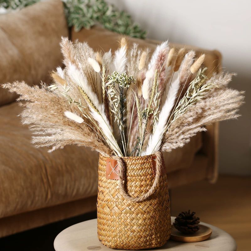 Photo 1 of  Dried Pampas Grass Decor, Natural Dried Pampas Reed Bunny Tails Mix Bouquet Boho Flowers Home Table Decor for Wedding Party