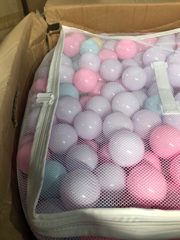 Photo 3 of Amazon Basics BPA Free Crush-Proof Plastic Ball Pit Balls with Storage Bag, Toddlers Kids 12+ Months, 6 Pastel Colors