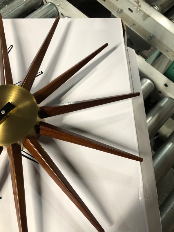 Photo 4 of BROKEN Aurtem Mid Century Wall Clock - Wooden Starburst Clock Replica