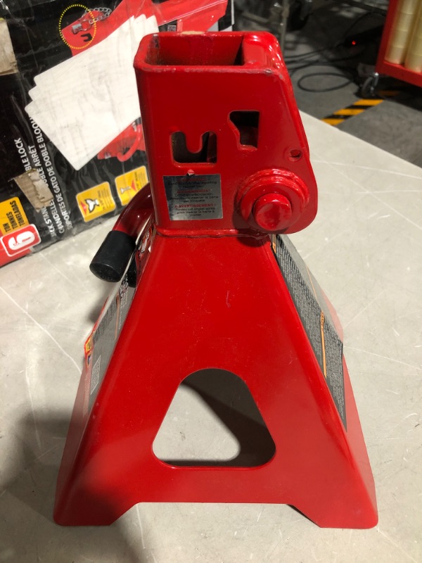 Photo 3 of * important * see clerk notes *
BIG RED T46002A Torin Steel Jack Stand: Double Locking, 6 Ton (12,000 lb) Capacity, Red