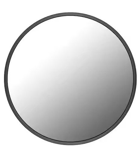 Photo 1 of 28 in. W x 28 in. H Round Framed Wall Bathroom Vanity Mirror in Black