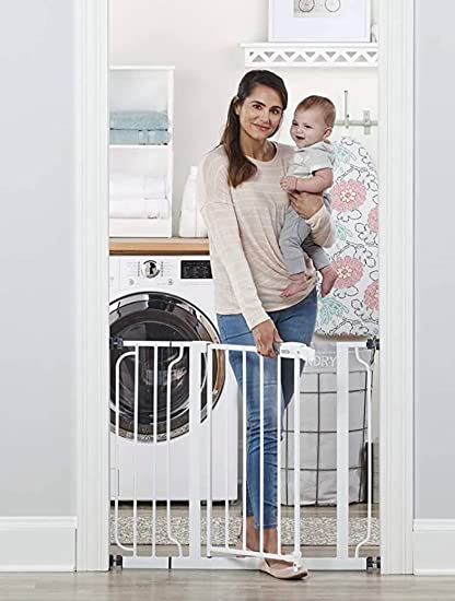 Photo 1 of Regalo Easy Step 38.5-Inch Wide Walk Thru Baby Gate, Includes 6-Inch Extension Kit, Pressure Mount Kit, Wall Cups and Mounting Kit, 4 Count (Pack of 1)