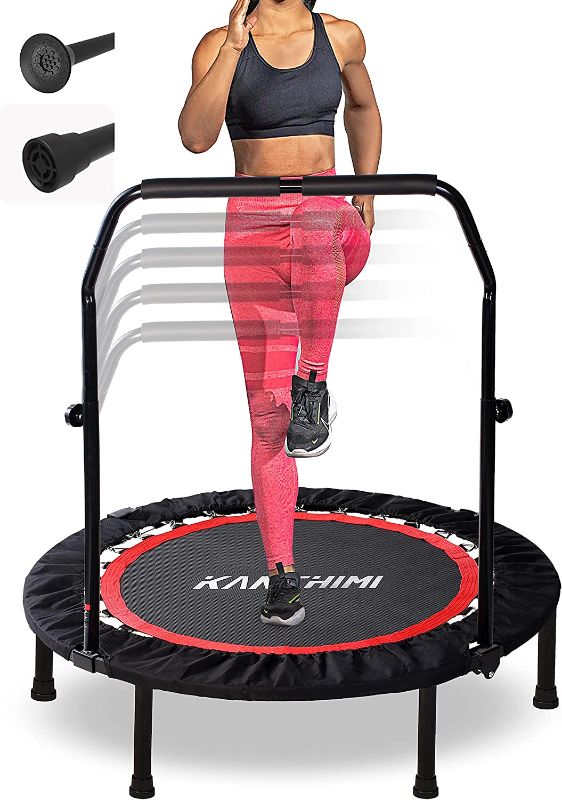 Photo 1 of Kanchimi 40" Folding Mini Trampoline for Adults,Fitness Rebounder Trampoline with Adjustable Foam Handle,Outdoor Indoor Trampoline for Kids Workout Max Load 330lbs