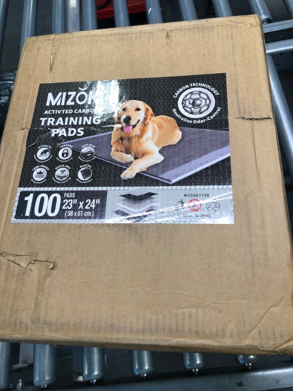 Photo 2 of MIZOK Puppy Pads for Dogs 23X24in Pet Pads, Charcoal Odor Eliminating Wee Wee Pads for Dogs Absorbs Up to 4 Cups Urine, 6 Layers Leak-Proof Puppy Pads Pet Training Pads (100 Counts) Regular 23"x24“ 100 Count