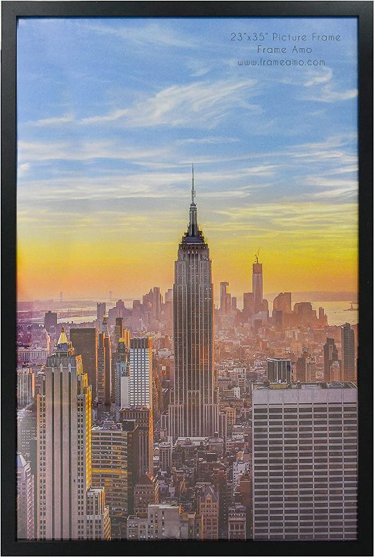 Photo 1 of Frame Amo 18x28 Black Modern Picture or Poster Frame, 1 inch Wide Border, Smooth Wrap Finish, Acrylic Face