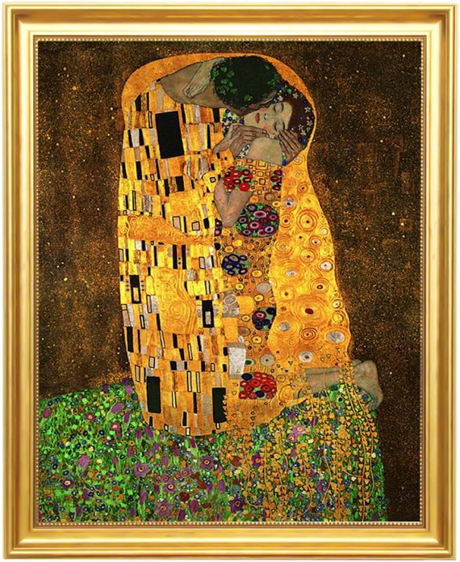 Photo 1 of Eliteart-The Kiss by Gustav Klimt Giclee Art Canvas Prints-Framed Size:19"x23"
