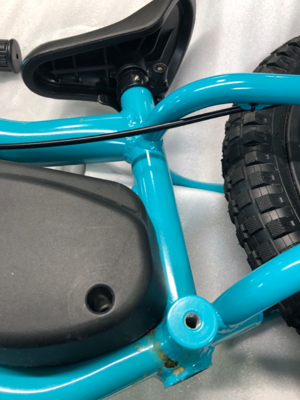 Photo 7 of M MASSIMO MOTOR 24V 350w Electric Balance Bike, Dirt Bike for Kids E16 w/Adjustable Seat Height 16" Large Wheel Aluminum Body Frame Up to 6 Hours Long Range Metal Rear Rim Teal