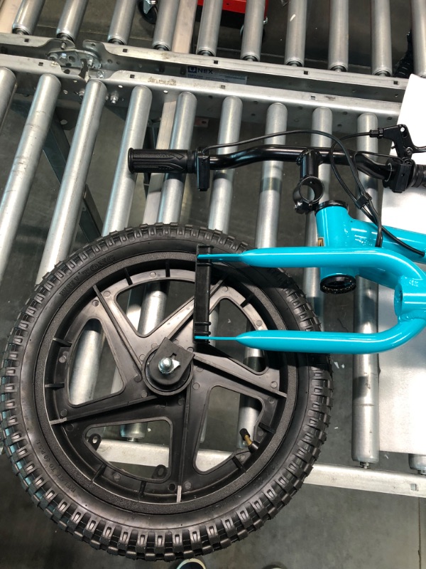 Photo 5 of M MASSIMO MOTOR 24V 350w Electric Balance Bike, Dirt Bike for Kids E16 w/Adjustable Seat Height 16" Large Wheel Aluminum Body Frame Up to 6 Hours Long Range Metal Rear Rim Teal