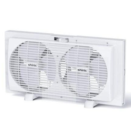 Photo 1 of Shinic 9 Inch Twin Window Fan Reversible Airflow Control, 2 Speeds Window Exhaust Fan with Auto-locking Expenders and Foldable Handle, ETL Listed, Household Window Fan Fits 22"-33"