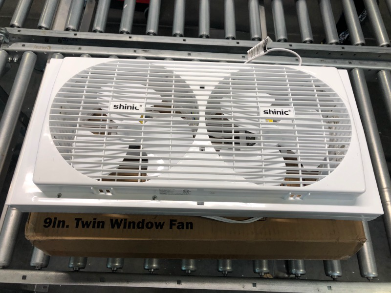 Photo 4 of Shinic 9 Inch Twin Window Fan Reversible Airflow Control, 2 Speeds Window Exhaust Fan with Auto-locking Expenders and Foldable Handle, ETL Listed, Household Window Fan Fits 22"-33"