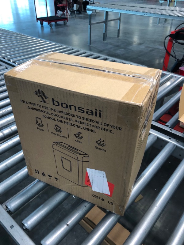 Photo 1 of Bonsaii Paper Shredder for Home Use,6-Sheet Crosscut Paper and Credit Card Shredder for Home Office,Home Shredder with Handle for Document,Mail,Staple,Clip-3.4 Gal Wastebasket(C237-B) 6-Sheet Cross Cut