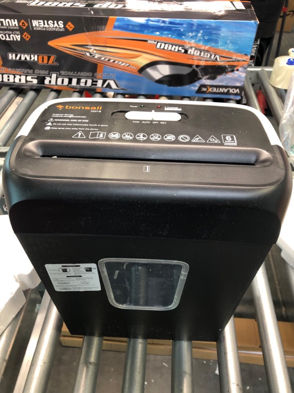 Photo 1 of Bonsaii Paper Shredder for Home Use,6-Sheet Crosscut Paper and Credit Card Shredder for Home Office,Home Shredder with Handle for Document,Mail,Staple,Clip-3.4 Gal Wastebasket(C237-B) 6-Sheet Cross Cut