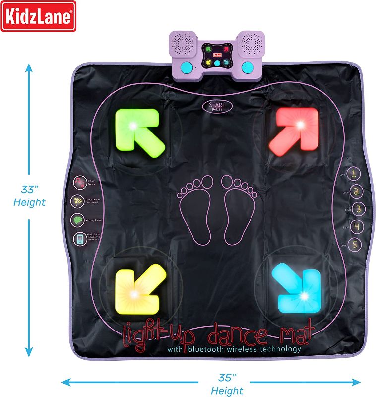 Photo 1 of Kidzlane Light Up Dance Mat for Kids | Wireless Dance Mat with Wireless Bluetooth/AUX or Built in Music | Dance Game for Kids with 4 Game Modes | Dance Mats for Girls & Boys Ages 6-12 Years & Plus