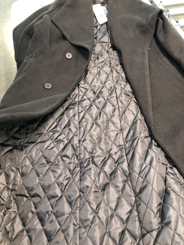 Photo 5 of Kinghua Women's Double Breasted Wool Coats Winter Long Wool Pea Coat Overcoat Medium Black