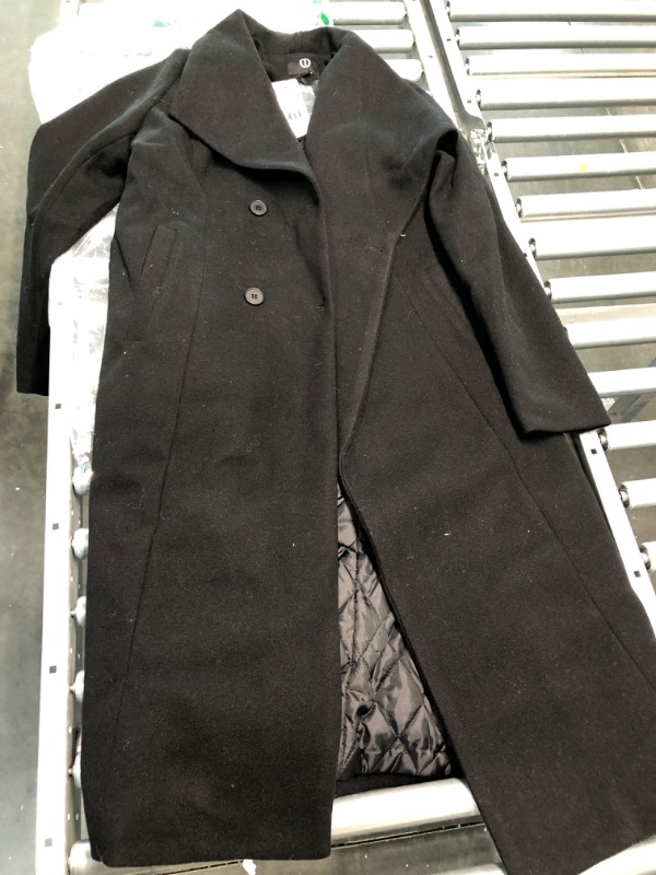 Photo 1 of Kinghua Women's Double Breasted Wool Coats Winter Long Wool Pea Coat Overcoat Medium Black