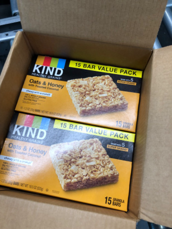 Photo 1 of KIND Healthy Grains Bars, Oats & Honey with Toasted Coconut, 1.2 Ounce, 60 Count, Gluten Free Oats & Honey 1.2 Ounce (Pack of 60)