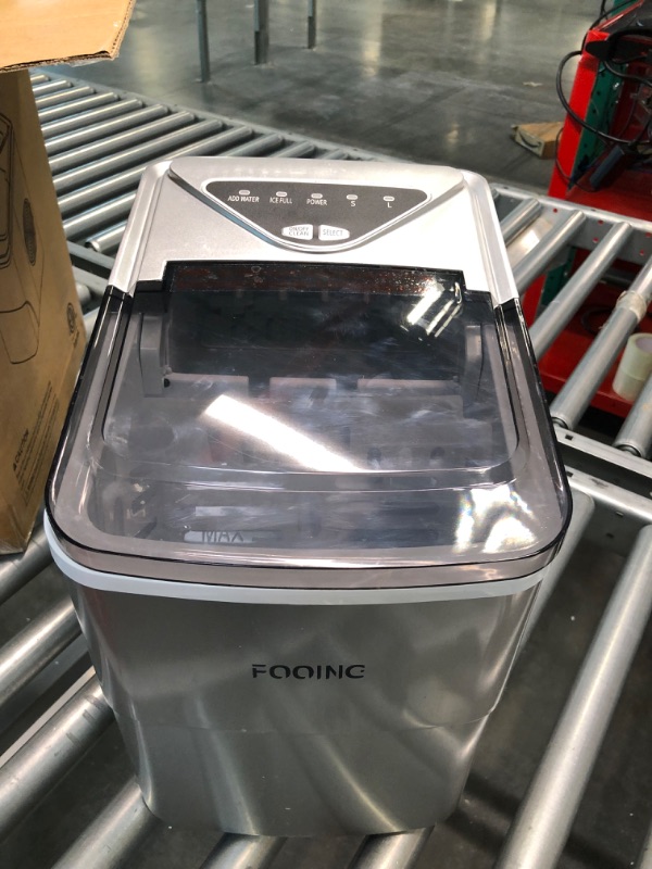 Photo 1 of Ice Makers Countertop, Self-Cleaning Function, Portable Electric Ice Cube Maker Machine, 9 Pebble Ice Ready in 6 Mins, 26lbs 24Hrs with Ice Bags and Ice Scoop Basket for Home Bar Camping RV(Silver) Silver(Limited Edition)