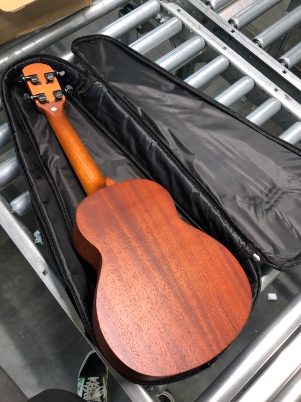 Photo 5 of Asmuse Concert Ukulele Mahogany 23 Inch Ukelele for Kids with Free Online Lesson Gig Bag Strap Nylon String Tuner Picks (Black)