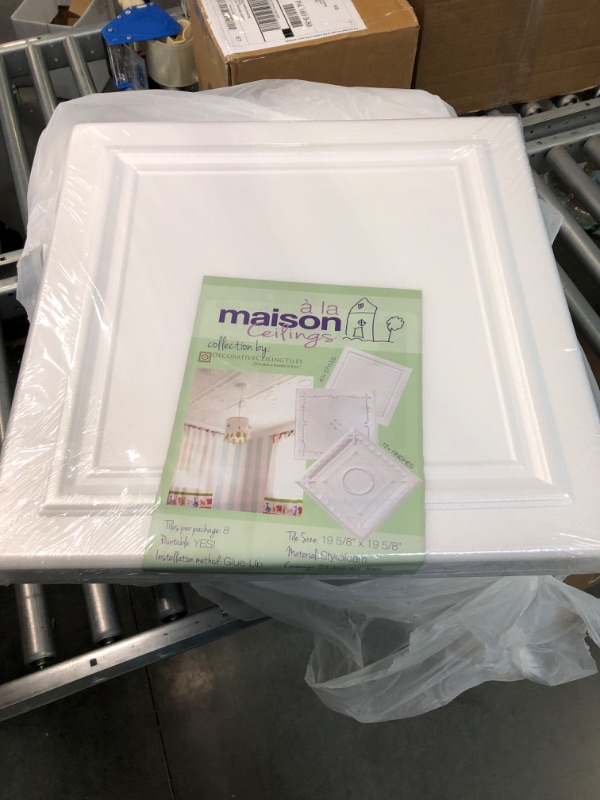 Photo 4 of A La Maison Ceilings R24 Line Art Foam Glue-up Ceiling Tile (21.6 sq. ft./Case), Plain White, 8 Count (Pack of 1) Plain White 8 Count (Pack of 1) Tile