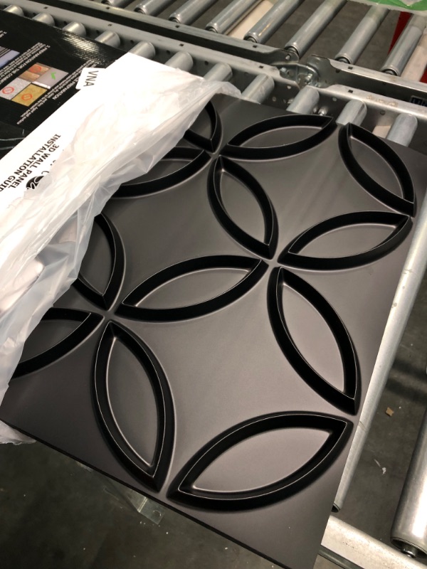Photo 3 of Art3d PVC 3D Wall Panel Interlocked Circles in Matt Black Cover 32 Sq.ft, for Interior Ceiling and Wall Decor for Residential or Commerical