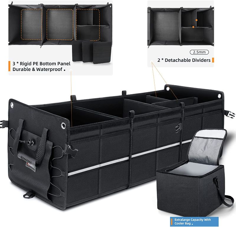 Photo 1 of AstroAI Car Trunk Organizer Storage Large for SUV, Truck, Pickup, Collapsible Trunk Organizer Portable Storage Box with Cooler Bag, Foldable Cover, Nylon Handles, PU Bottom and PE Plate