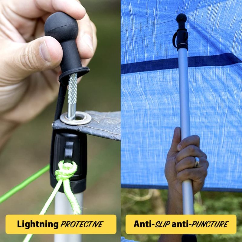 Photo 1 of 1 Everbeam Telescopic Tarp Pole for Camping, Hiking, Fishing - Adjustable Aluminium Rods Extend to 92" - Portable & Lightweight, Ideal for Awning, Tent Fly - Includes Guy Lines, Stakes, Carry Bag
