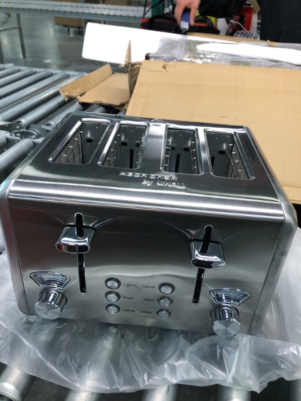 Photo 3 of 4 Slice Toaster,whall Stainless Steel Toaster 6 Bread Shade Settings,Bagel/Defrost/Cancel Function with Dual Control Panels,Extra Wide Slots,Removable Crumb Tray,for Various Bread Types 1500W silver