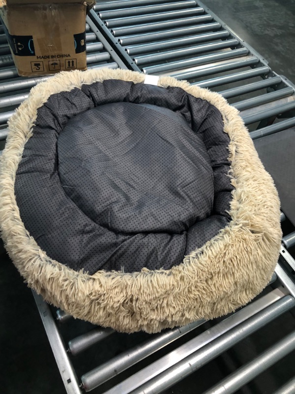 Photo 5 of SAVFOX Plush Calming Dog Beds, Donut Dog Bed for Small Dogs, Medium, Large & X-Large, Comfy Cuddler Dog Bed and Cat Bed in Faux Fur, Washable Dog Bed, Multiple Sizes XS-XXL Medium | 30"x30" Beige