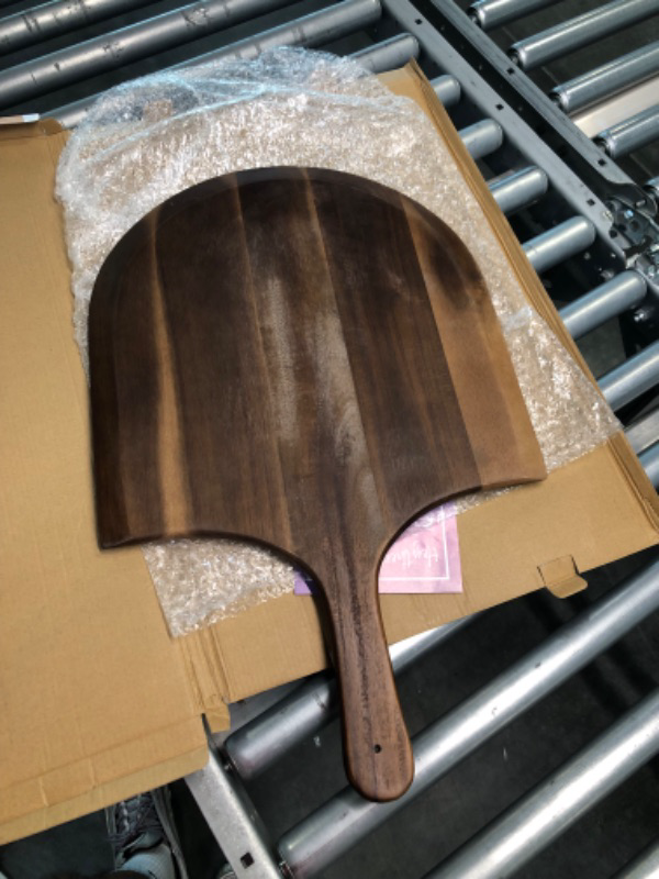Photo 1 of Heritage Acacia Wood Pizza Peel - 22x14 inch Large Wooden Paddle Board with Handle for Easy Use - Kitchen Oven Accessories